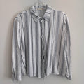 Altar'd State Cotton Linen Striped Button Down Shirt S White Blue Boho Women’s