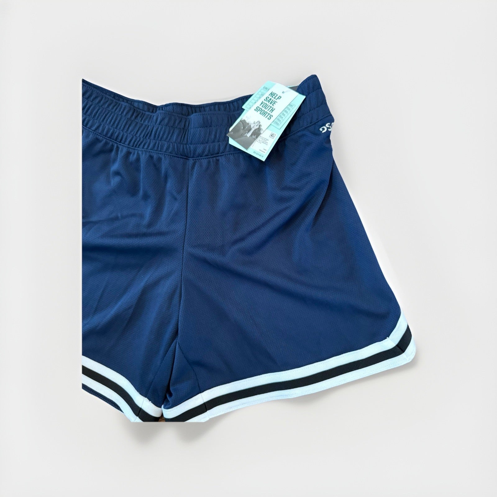 DSG Girls Navy Mesh Athletic Shorts Size L Mid Rise Relaxed Fit NWT