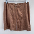 American Threads Faux Suede Mini Skirt M Brown Zip Front Y2K Boho
