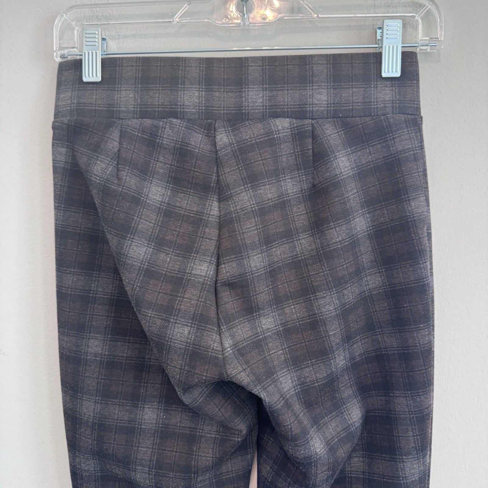 LOFT Gray Brown Plaid Pull On Leggings Pants Women’s XL Stretch Career Casual