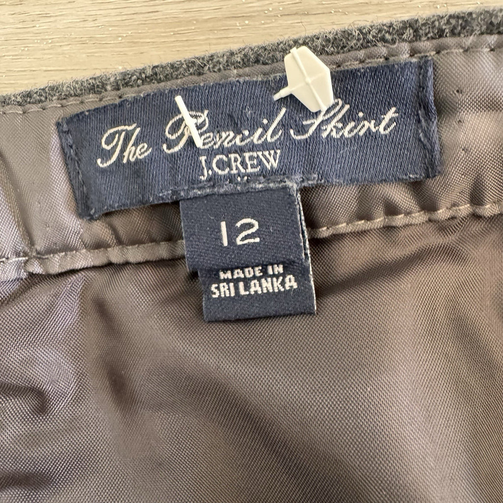 J Crew The Pencil Skirt 12 Gray Wool Blend Zip Career Office Classic Women’s