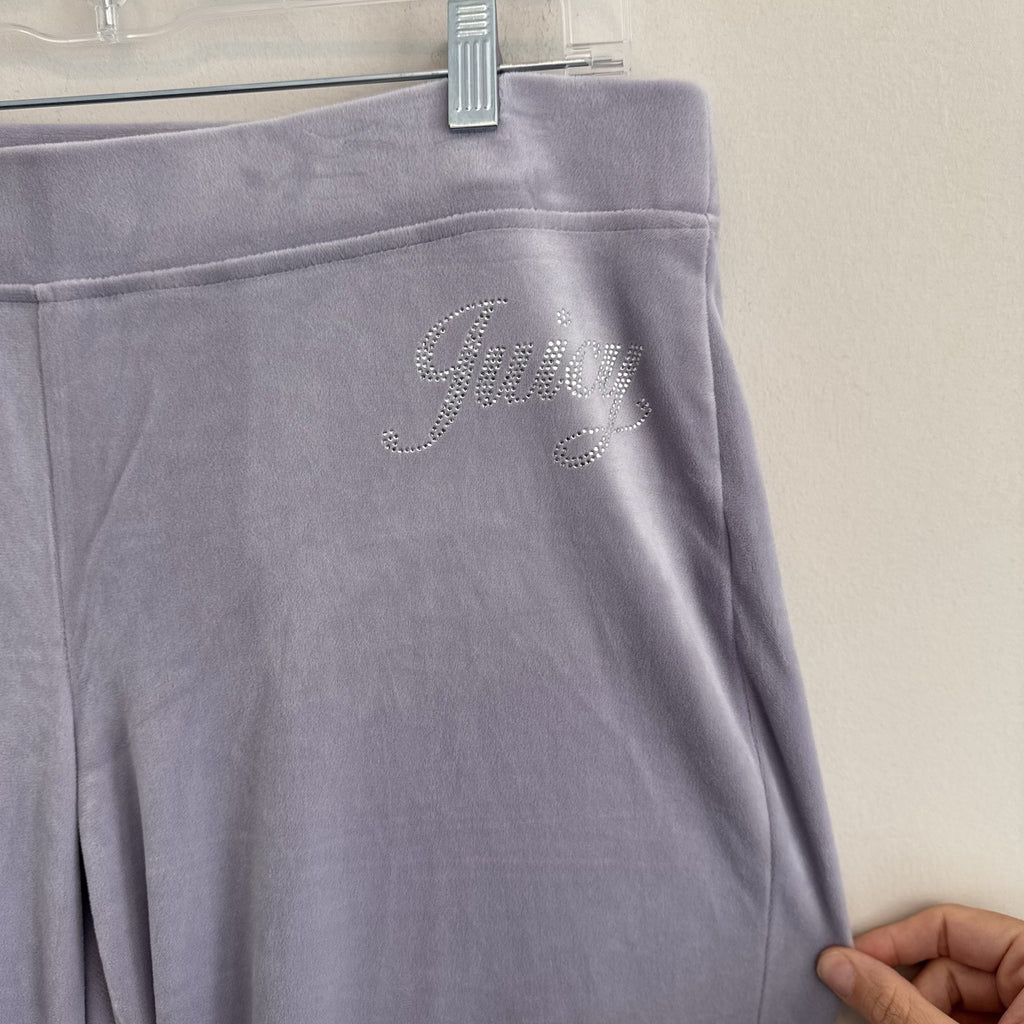 NWT Juicy Couture Velour Tracksuit Set Lavender Haze L Y2K OG Bling Rhinestone