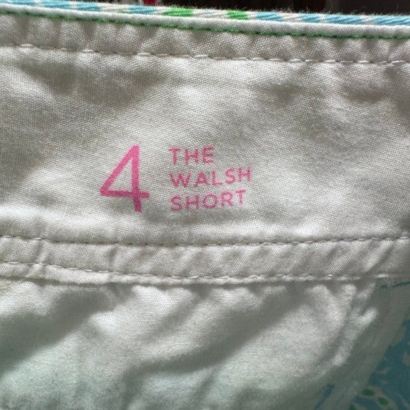 Lilly Pulitzer green blue paisley Walsh short 3" sz 4 preppy summer