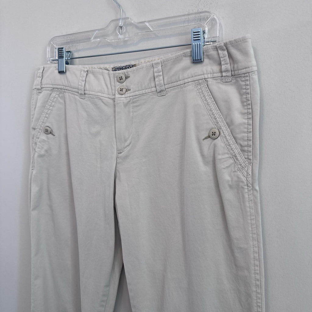 American Eagle Womens 12 Capri Pants Beige Khaki Stretch Cropped Casual Y2K