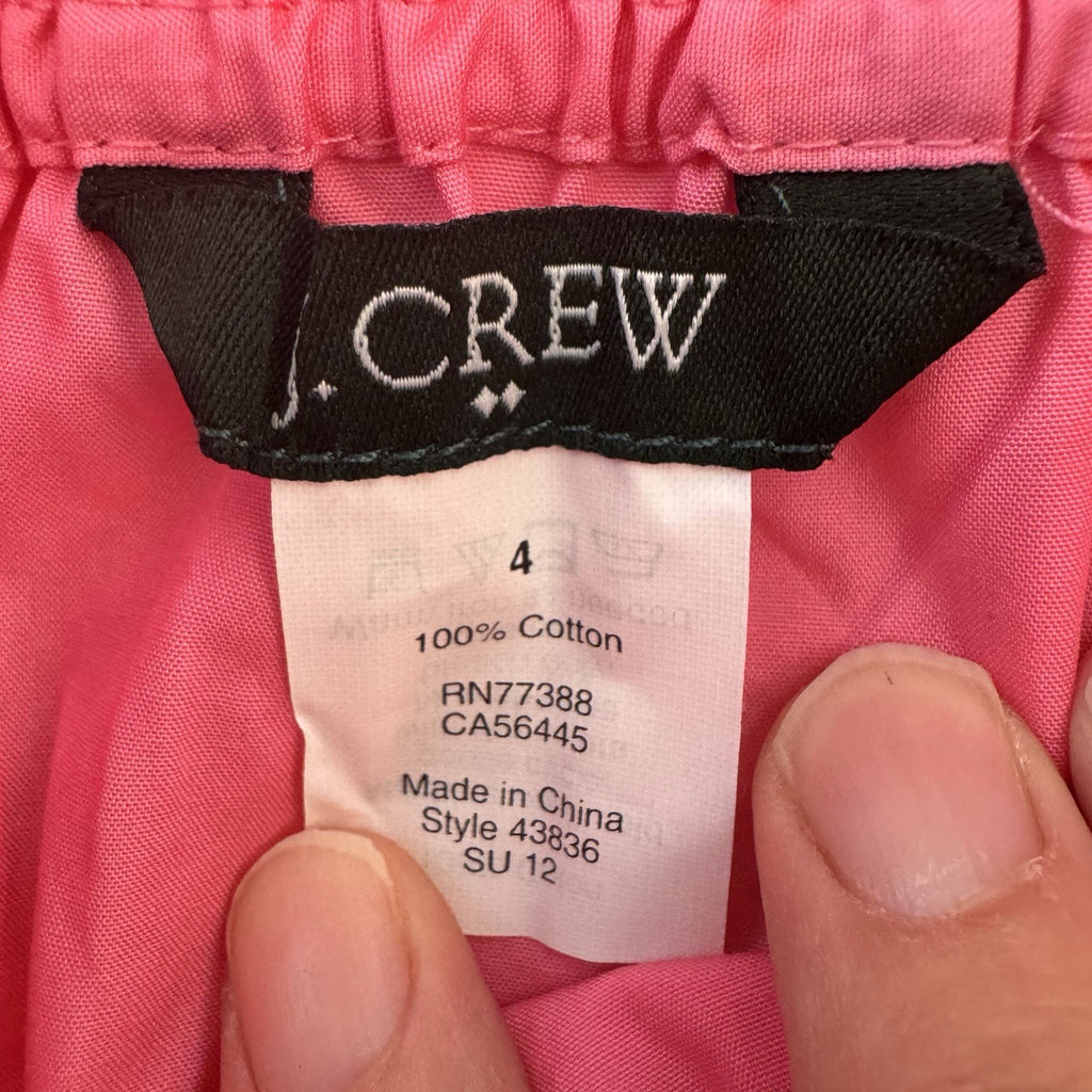 J.Crew Pink Elastic Waist Skirt Size 4 Cotton Pockets Summer Women’s