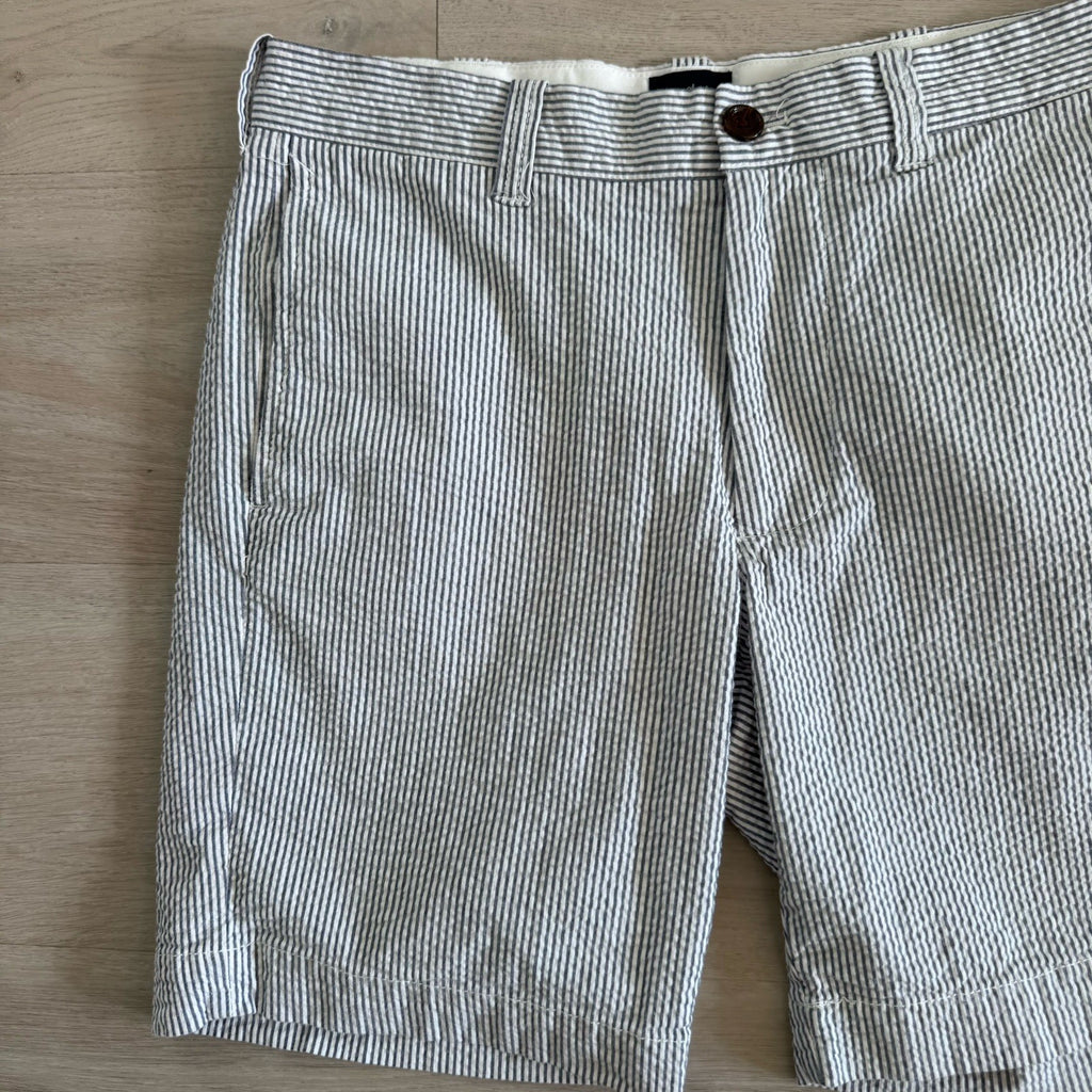 J.Crew 30W Seersucker Bermuda Shorts Blue Stripe Preppy Summer Men’s