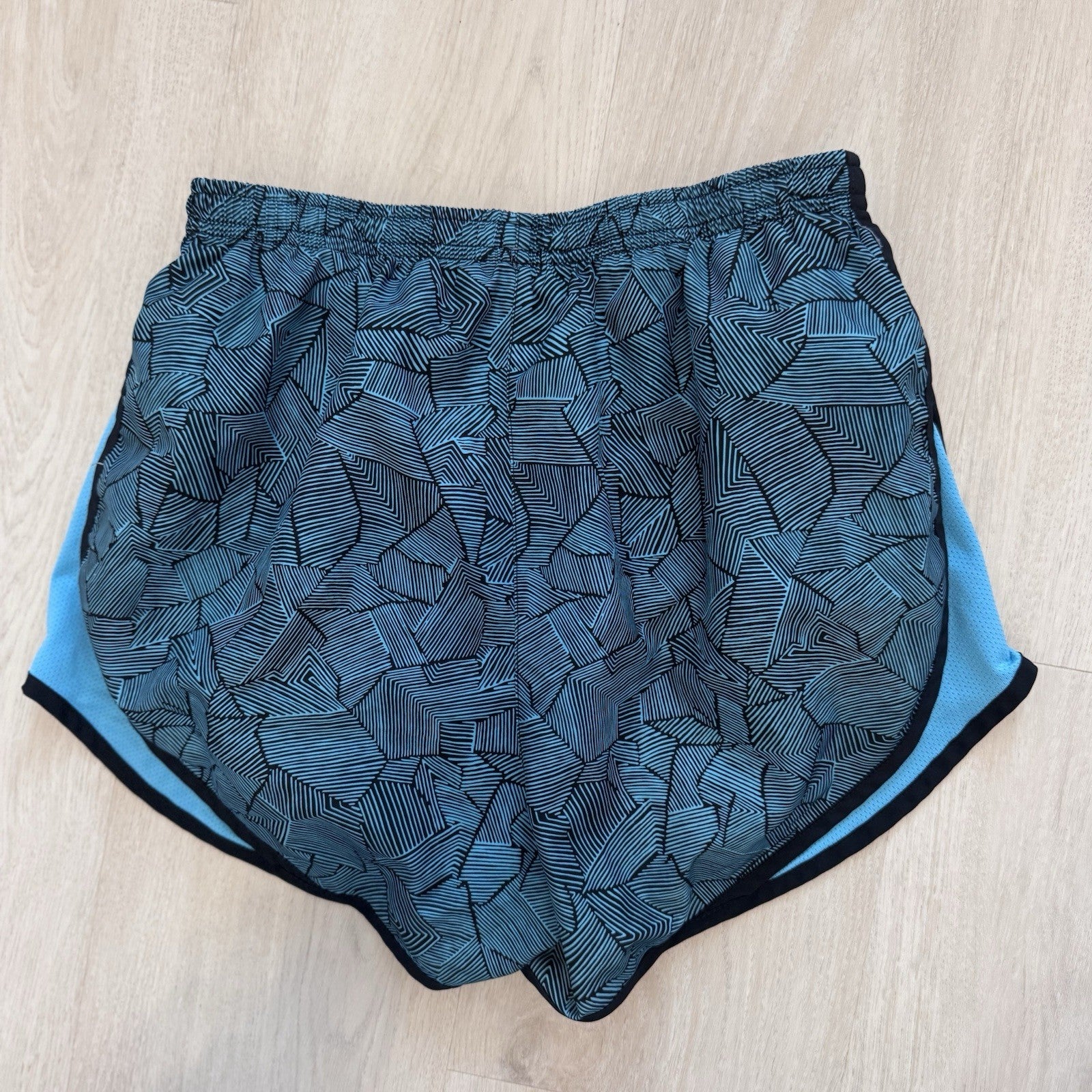 Nike Dri-Fit Womens Running Shorts Small Teal Black Pattern Athletic 