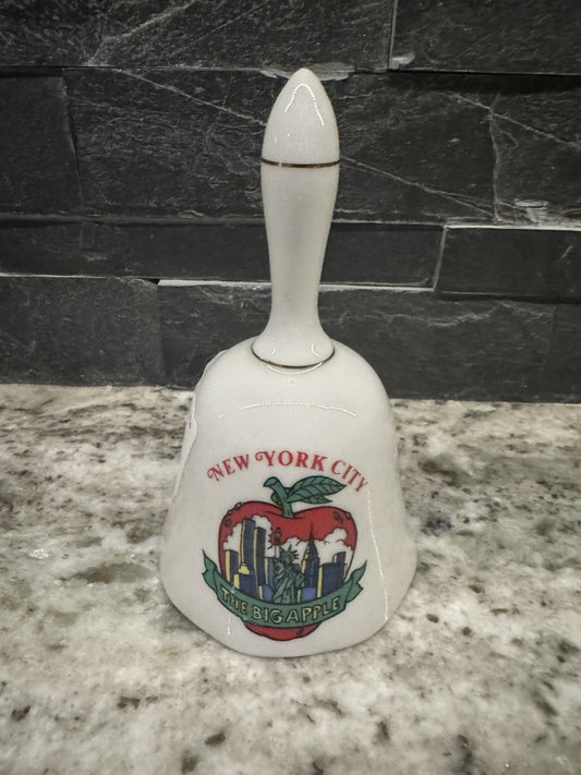 Vtge Ceramic Porcelain Bell New York City "The Big Apple" Made in Japan 5 1/2"