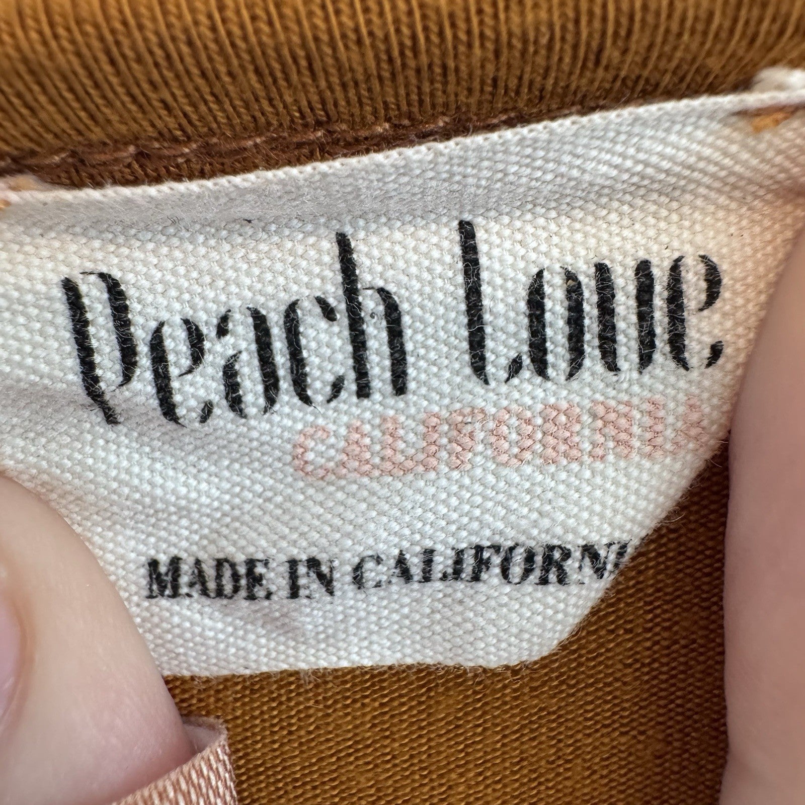 Peach Love Club Bodysuit Womens S Brown Boho Puff Sleeve V Neck
