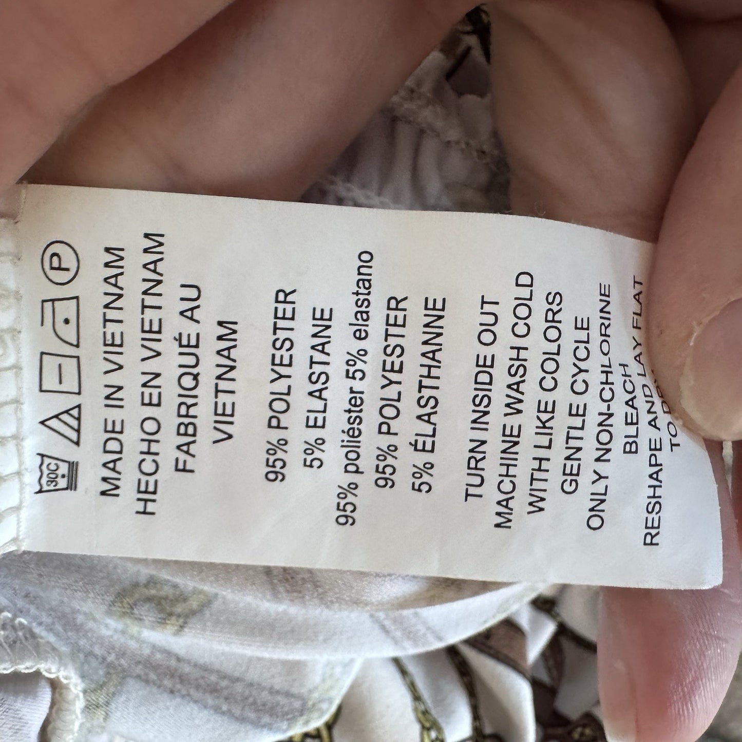 Michael Michael Kors Chain Print Wrap Top Womens Large White Gold Stretch