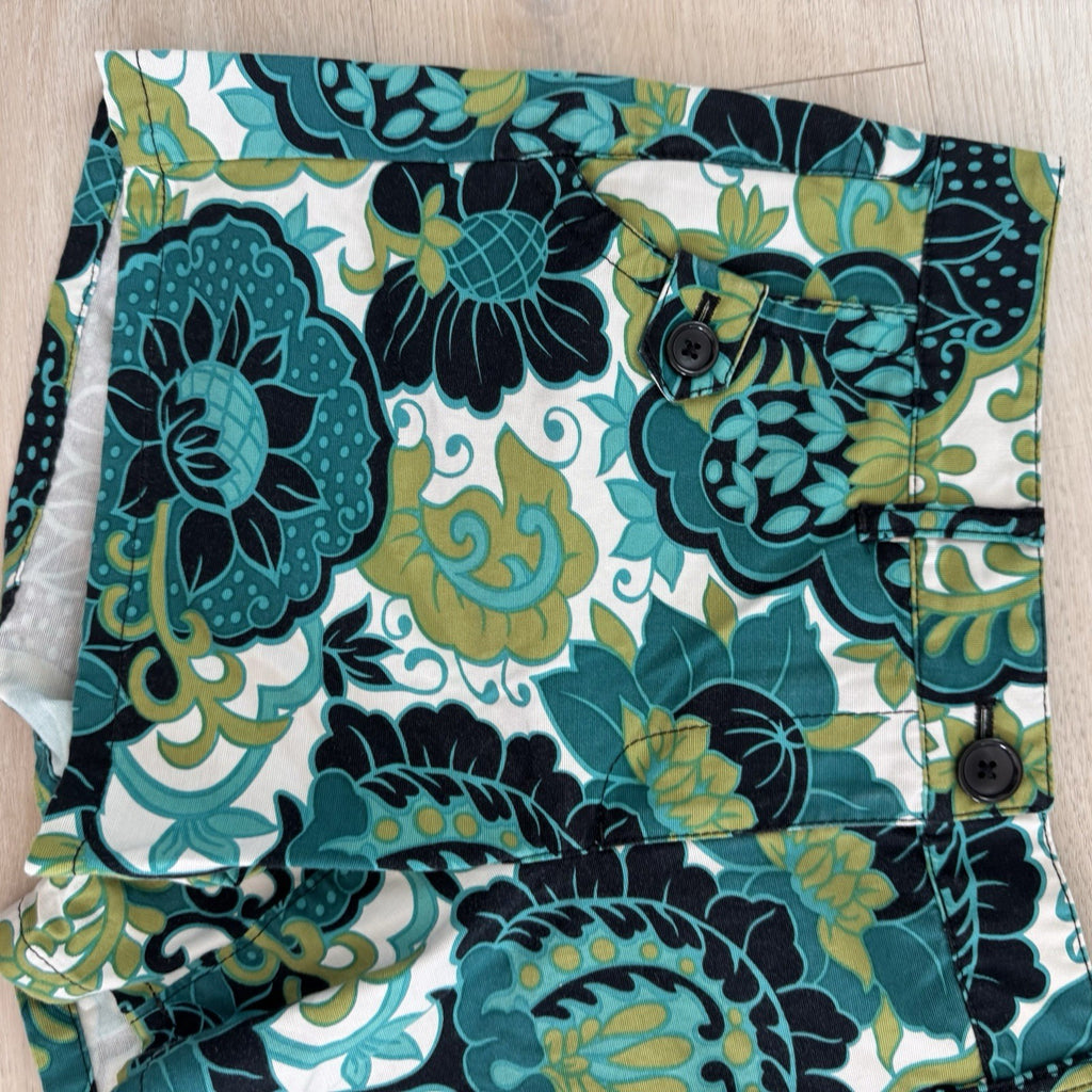Ann Taylor Women’s Floral Print Shorts Size 4 Green Blue Mod Preppy