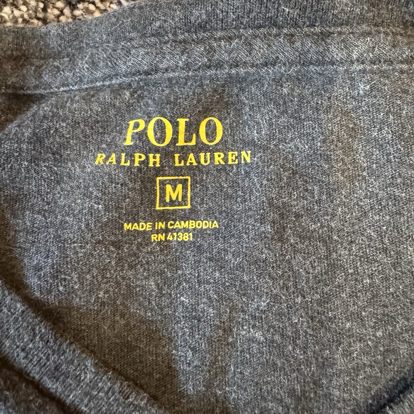 Polo Ralph Lauren Men’s V-Neck Long Sleeve Shirt Gray Size M Casual Classic