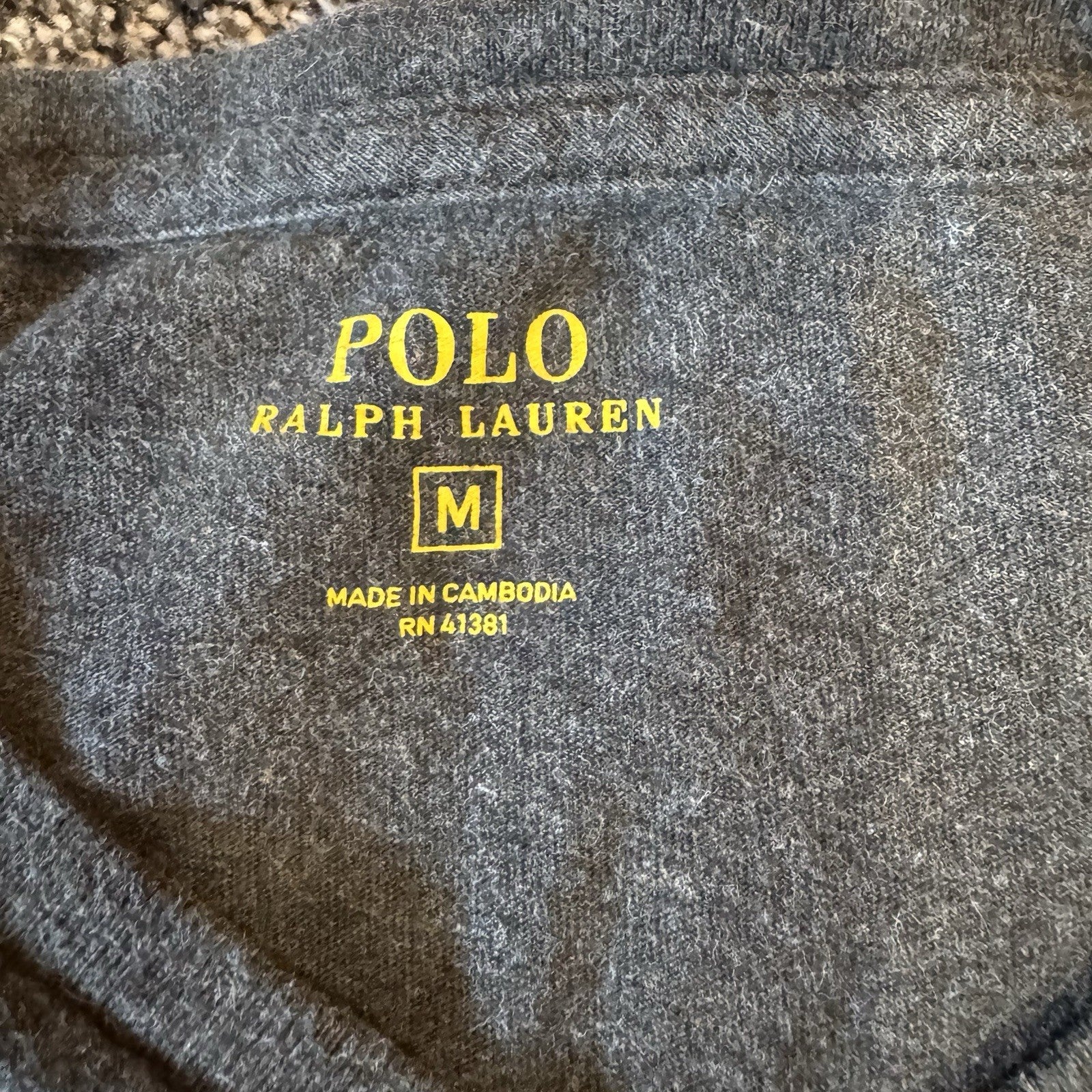 Polo Ralph Lauren Men’s V-Neck Long Sleeve Shirt Gray Size M Casual Classic