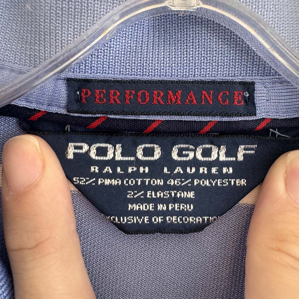 Polo Golf Ralph Lauren Mens Medium Performance Pima Cotton Striped Polo Blue