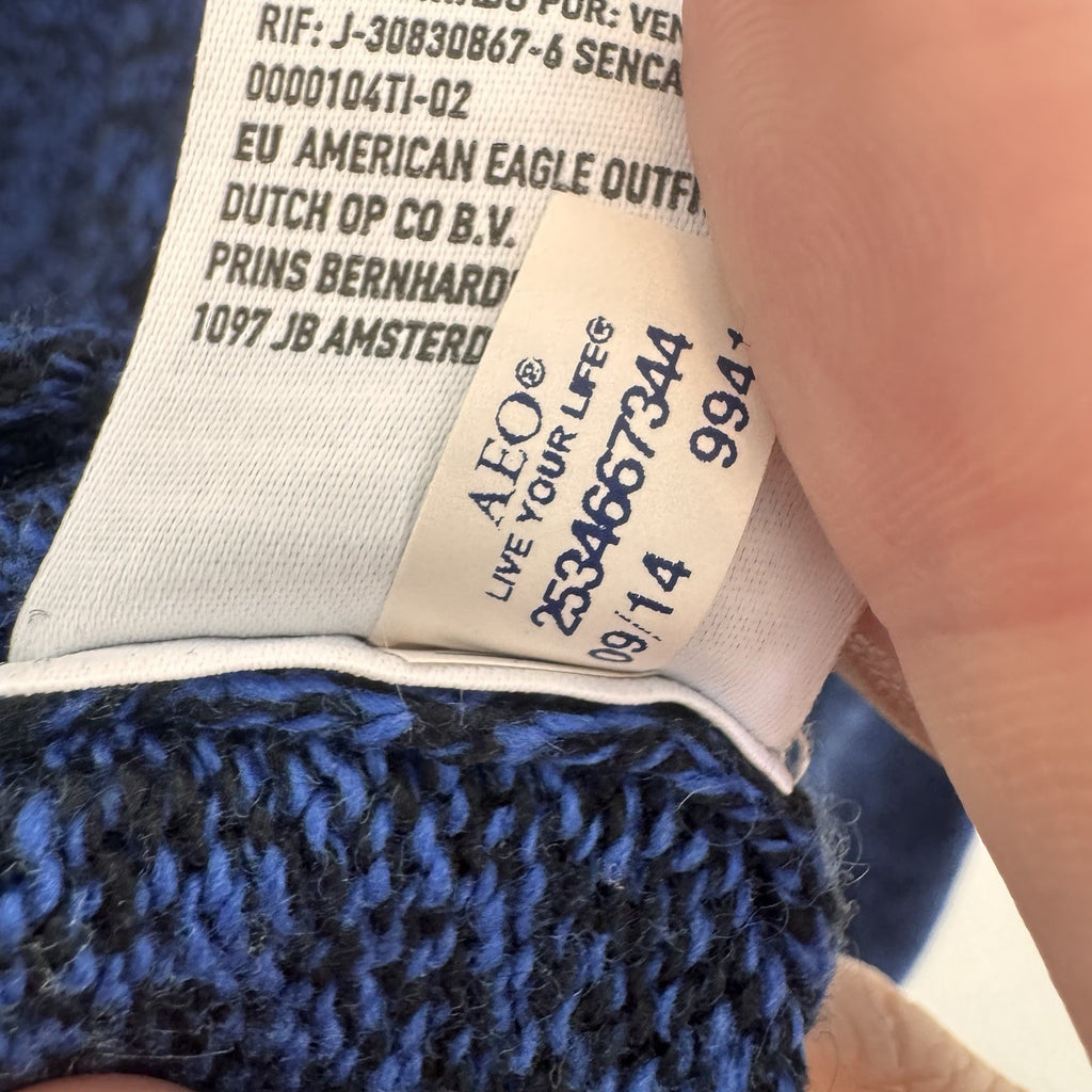 American Eagle Classic Fit Blue Black Marled Wool Blend Crewneck Sweater Men’s M