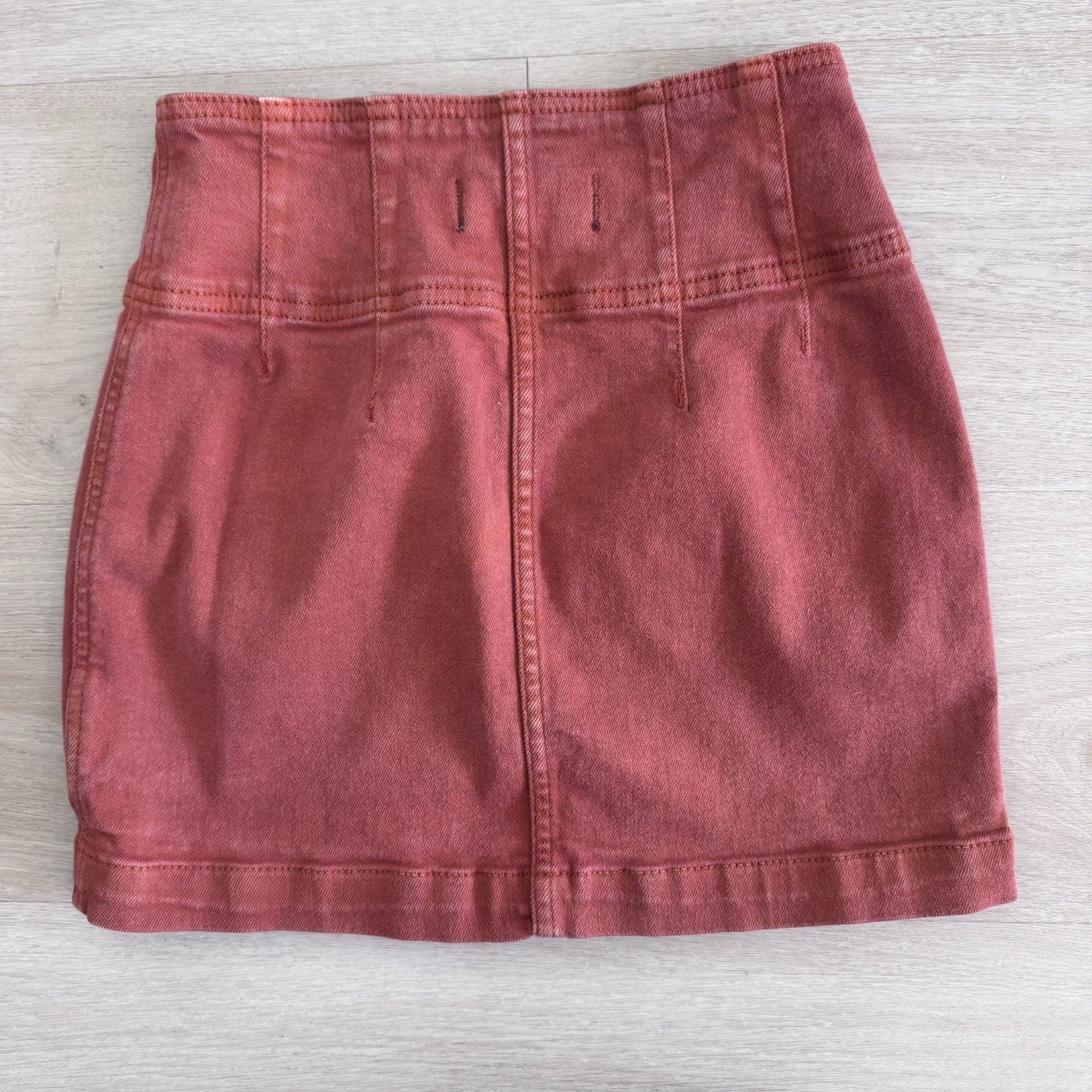 We The Free Rust Denim Mini Skirt High Rise Zip Front Size 24