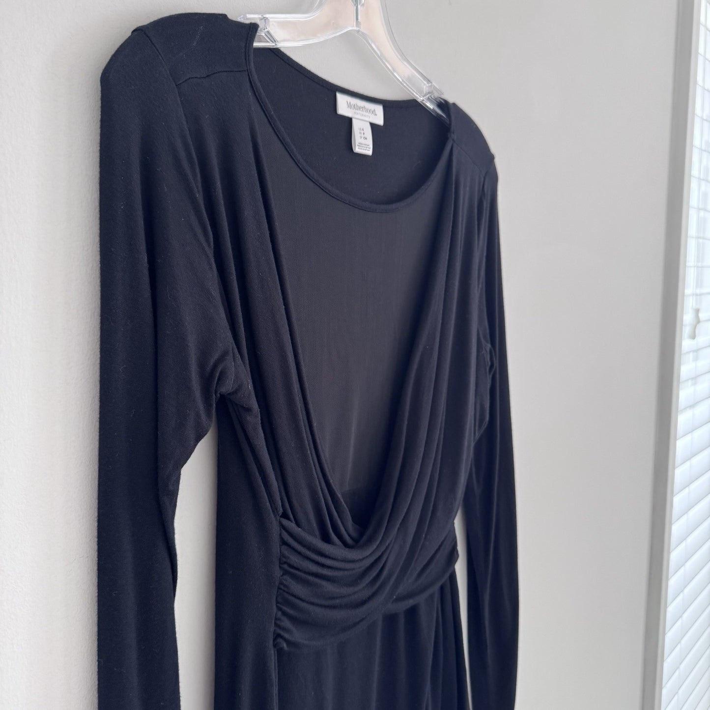 Motherhood Maternity Black Draped Long Sleeve Top Womens Small Stretch