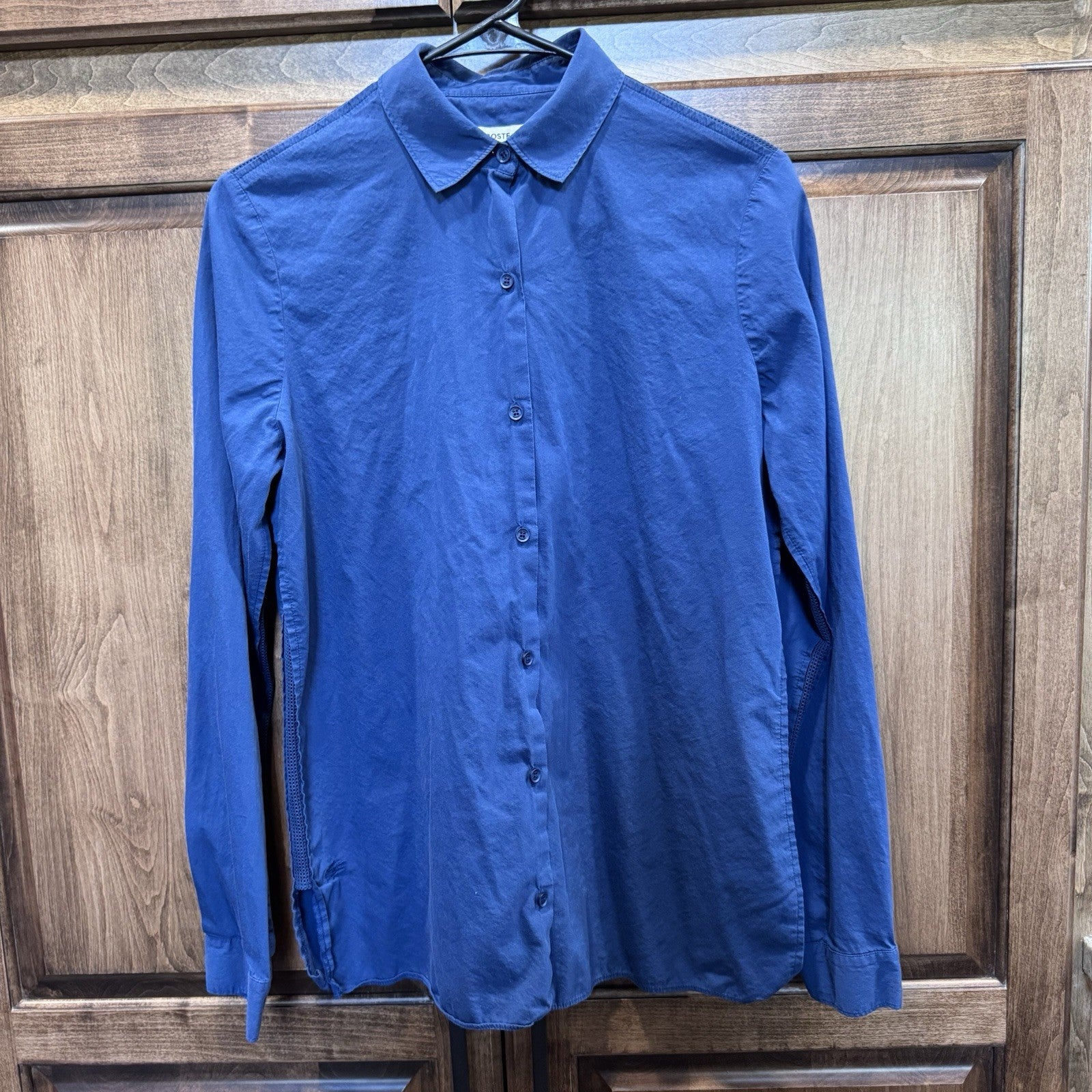 Lacoste Women’s Button-Down Shirt Size 38 Navy Blue