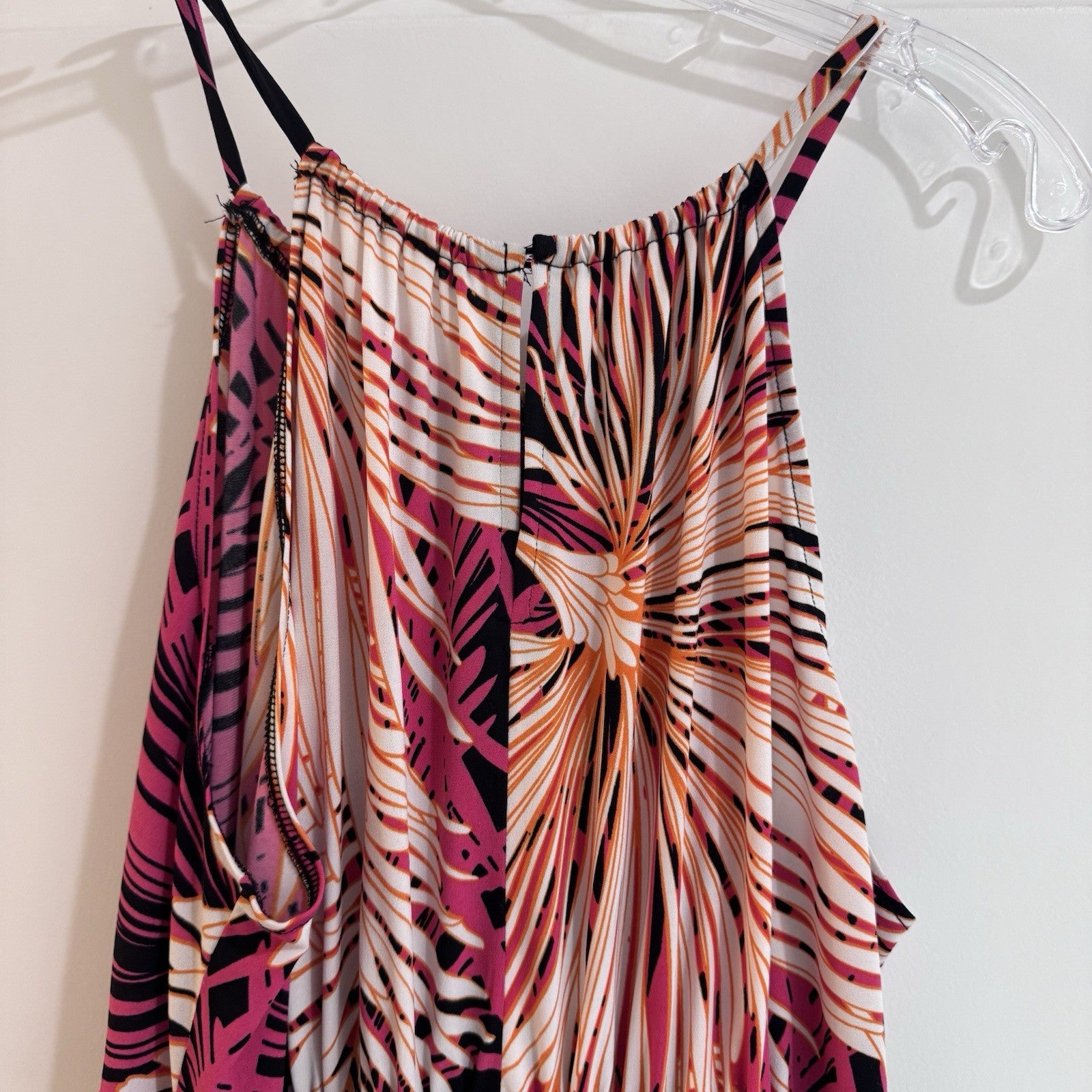 London Times Womens Maxi Dress Size 16 Pink Black Abstract Sleeveless