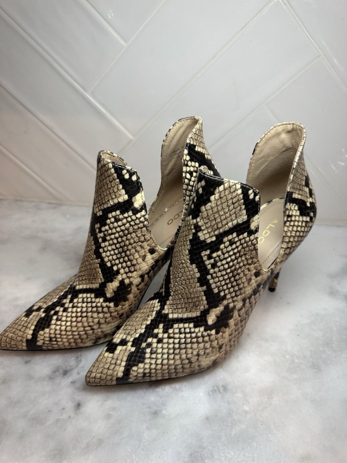 ALDO Snakeskin Pointed Toe Cutout Stiletto Heels Women’s 7.5