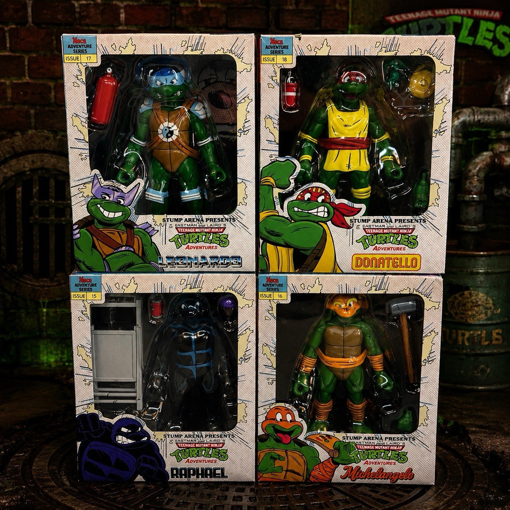 TMNT Adventures 4 Figure Set Raphael Leonardo Donatello Michelangelo Stump Arena