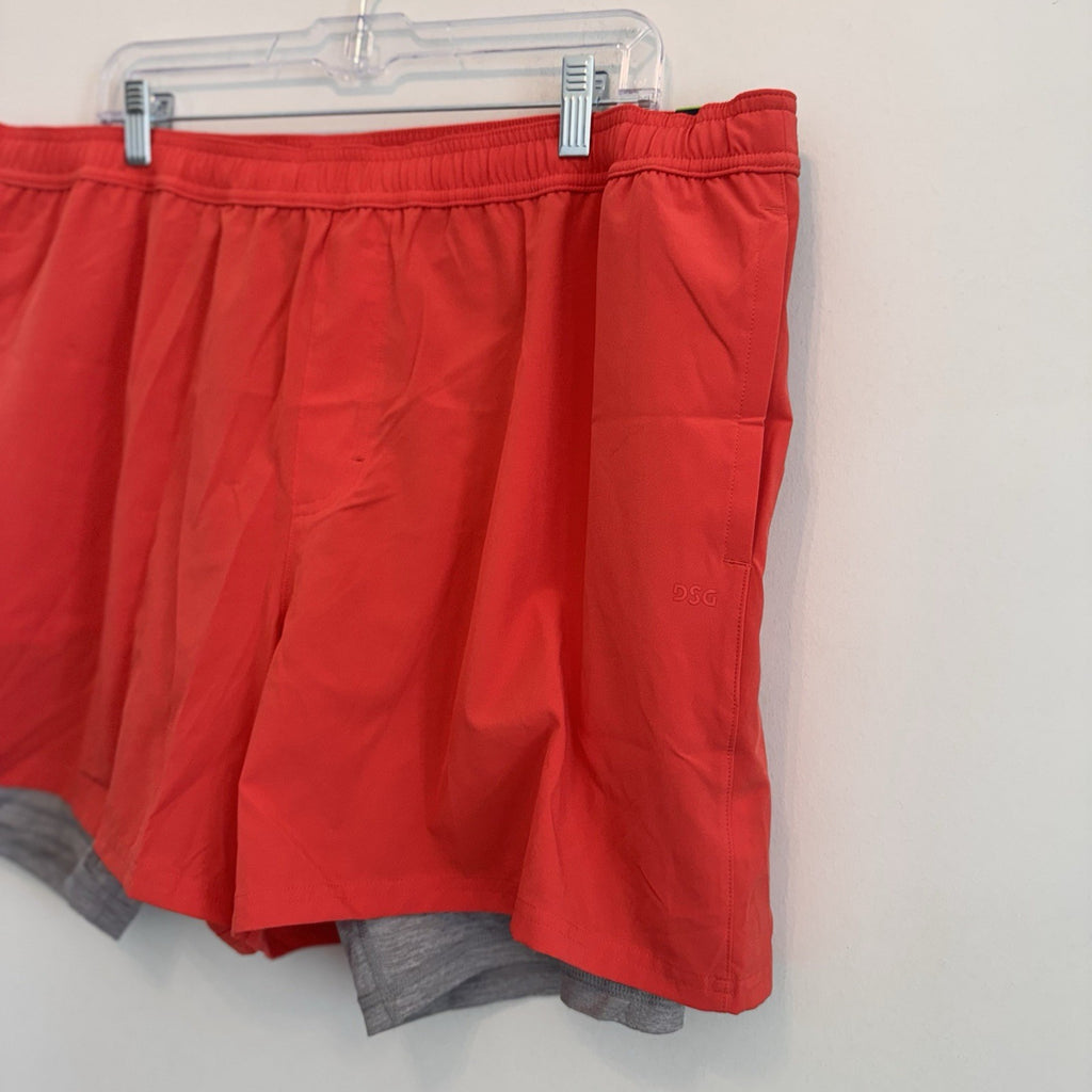 DSG Men's 2-in-1 Agility Short XXL Red Sun 5" Inseam Compression Liner NWT