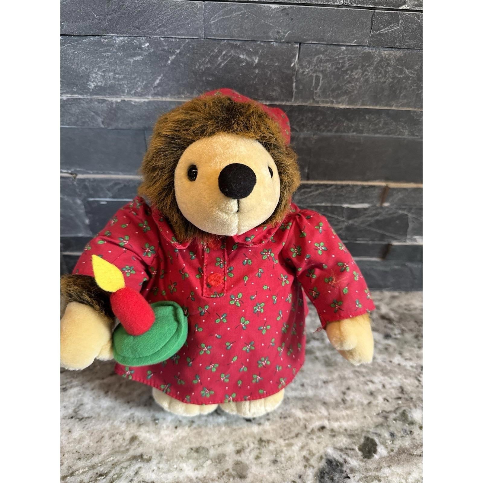 Russ Berrie Prickles Hedgehog Stuffed Animal Plush Christmas W/ Night Gown/Dress