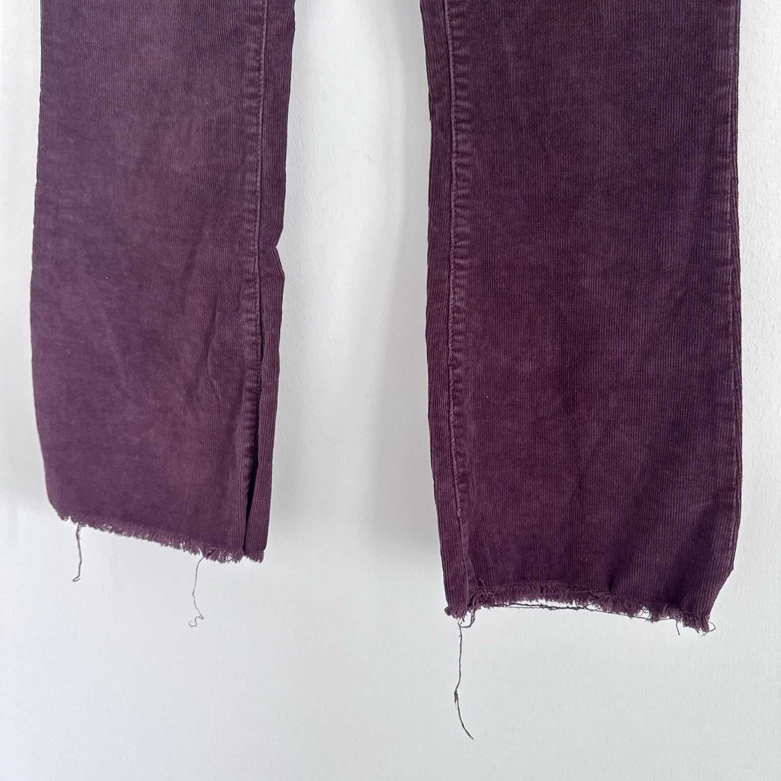 BDG Corduroy Flare Pants 26 Plum High Rise Y2K Raw Hem 90s