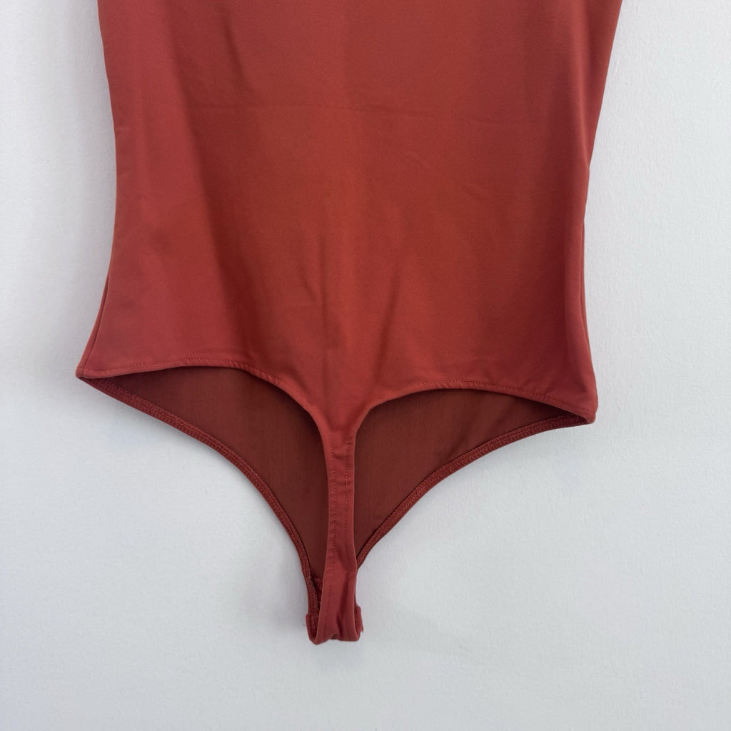 Free People Intimately Bodysuit XS Rust Orange Square Neck Stretch Top