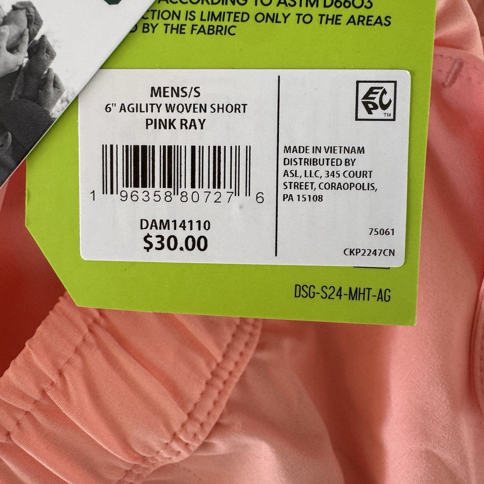 DSG Men's 6" Agility Woven Shorts Pink Ray Athletic Fit Size Small NWT Dicks