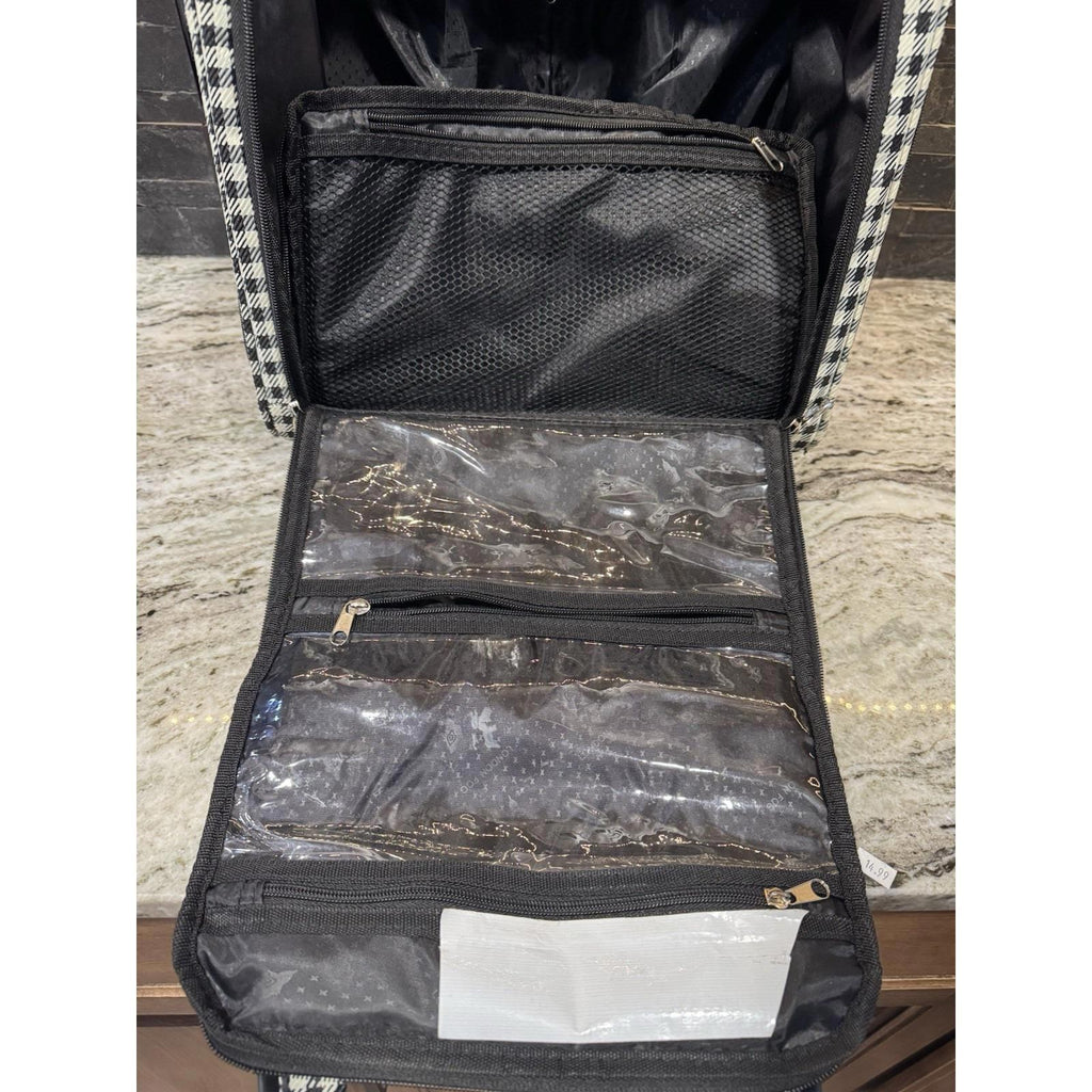 London Fog Under Seat Bag 15 In Sheffield 2 Wheels Carry- Retails 160 plaid