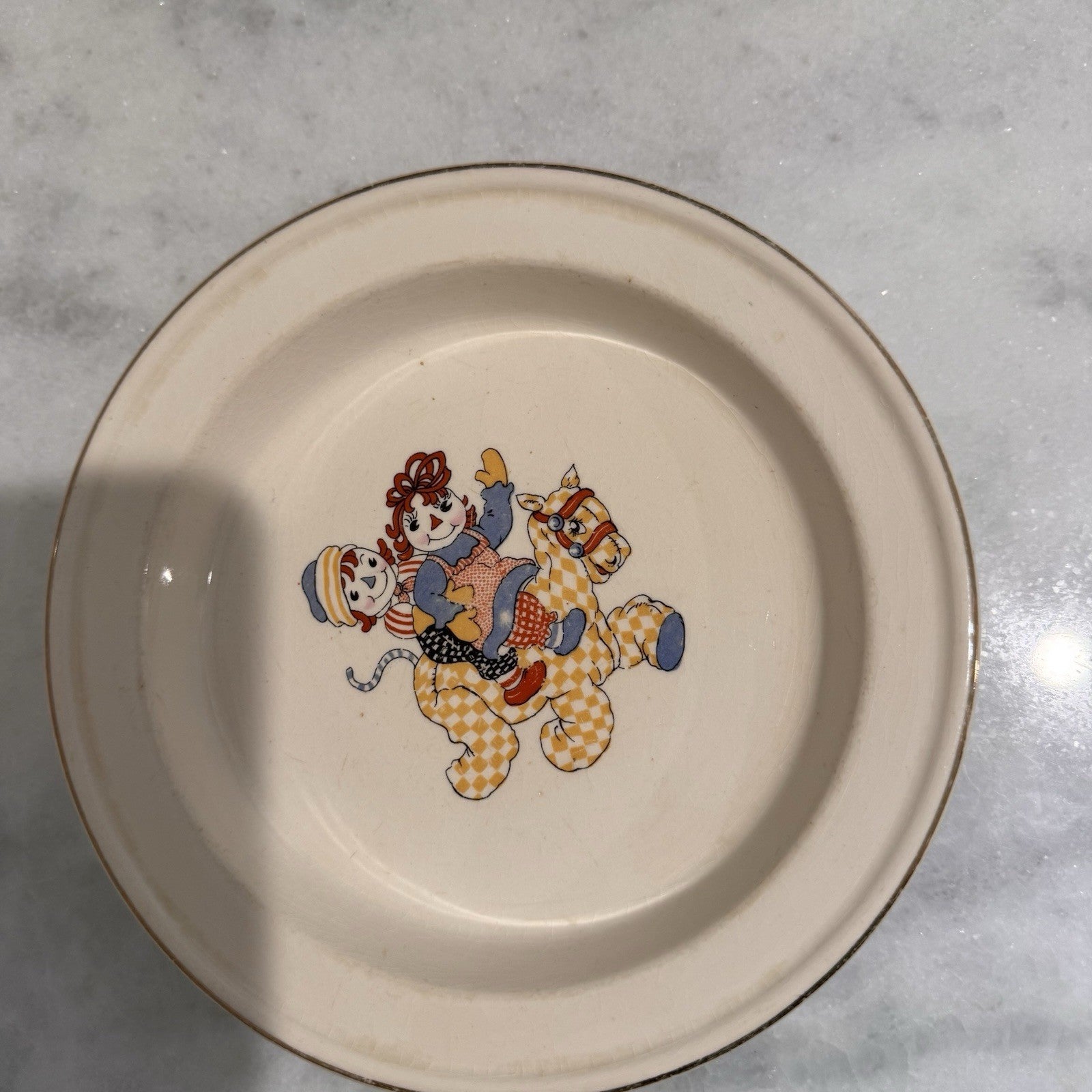Vintage Raggedy Ann & Andy Crooksville Pottery Plate Camel with Wrinkled Knees