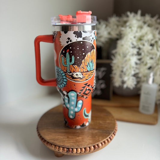 Embrace the Wild West Spirit: Laser-Engraved Western themed 40oz Tumbler