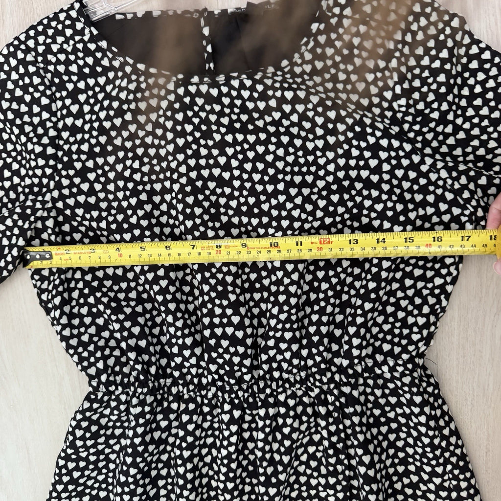 J.Crew Mercantile Heart Print Dress Women’s Size 4 Black White Long Sleeve
