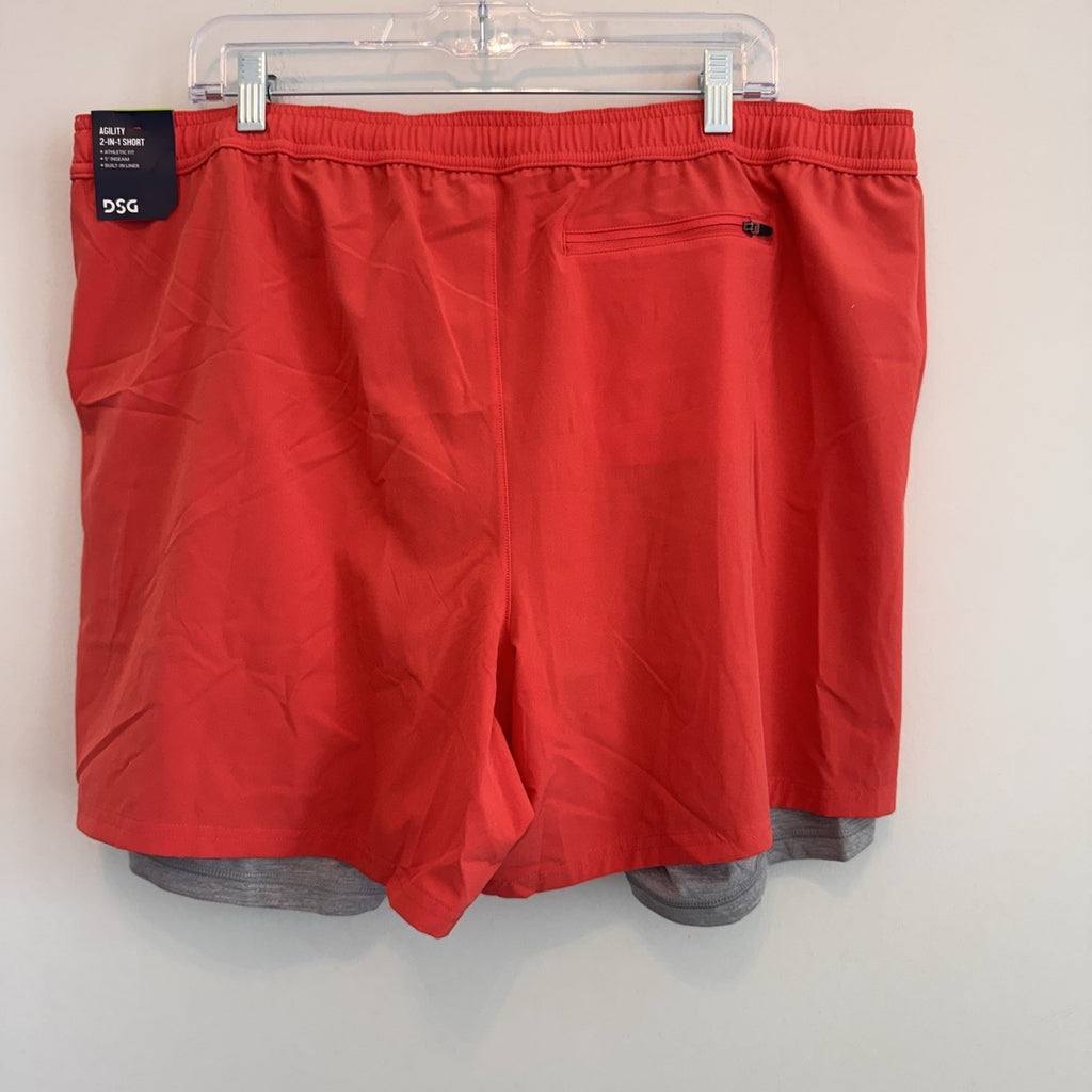 DSG Men's 2-in-1 Agility Short XXL Red Sun 5" Inseam Compression Liner NWT