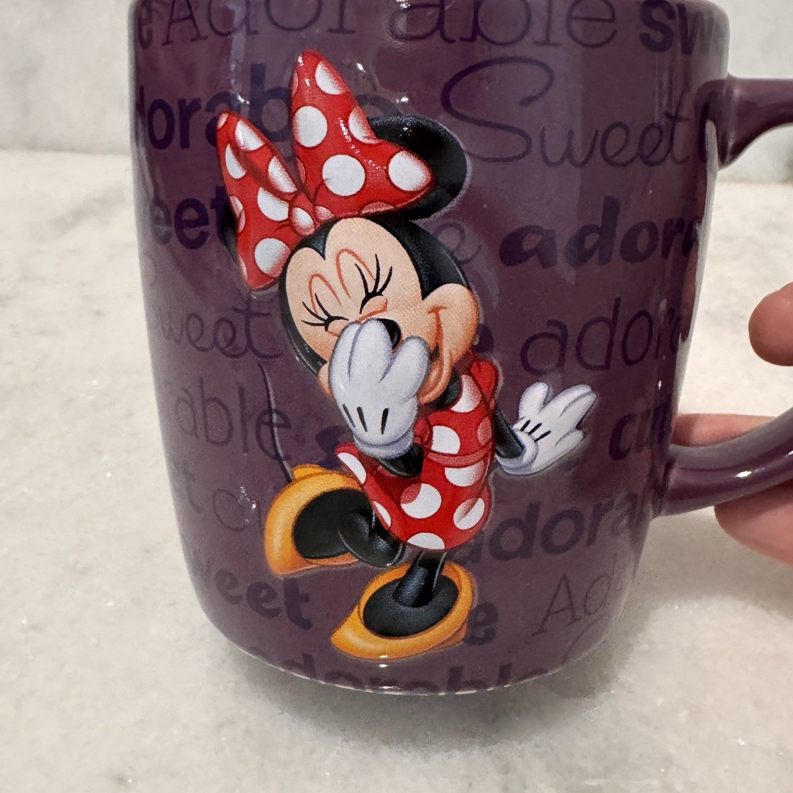 Disney Parks Minnie Mouse Purple Yellow Coffee Mug Cute Sweet Adorable Cup