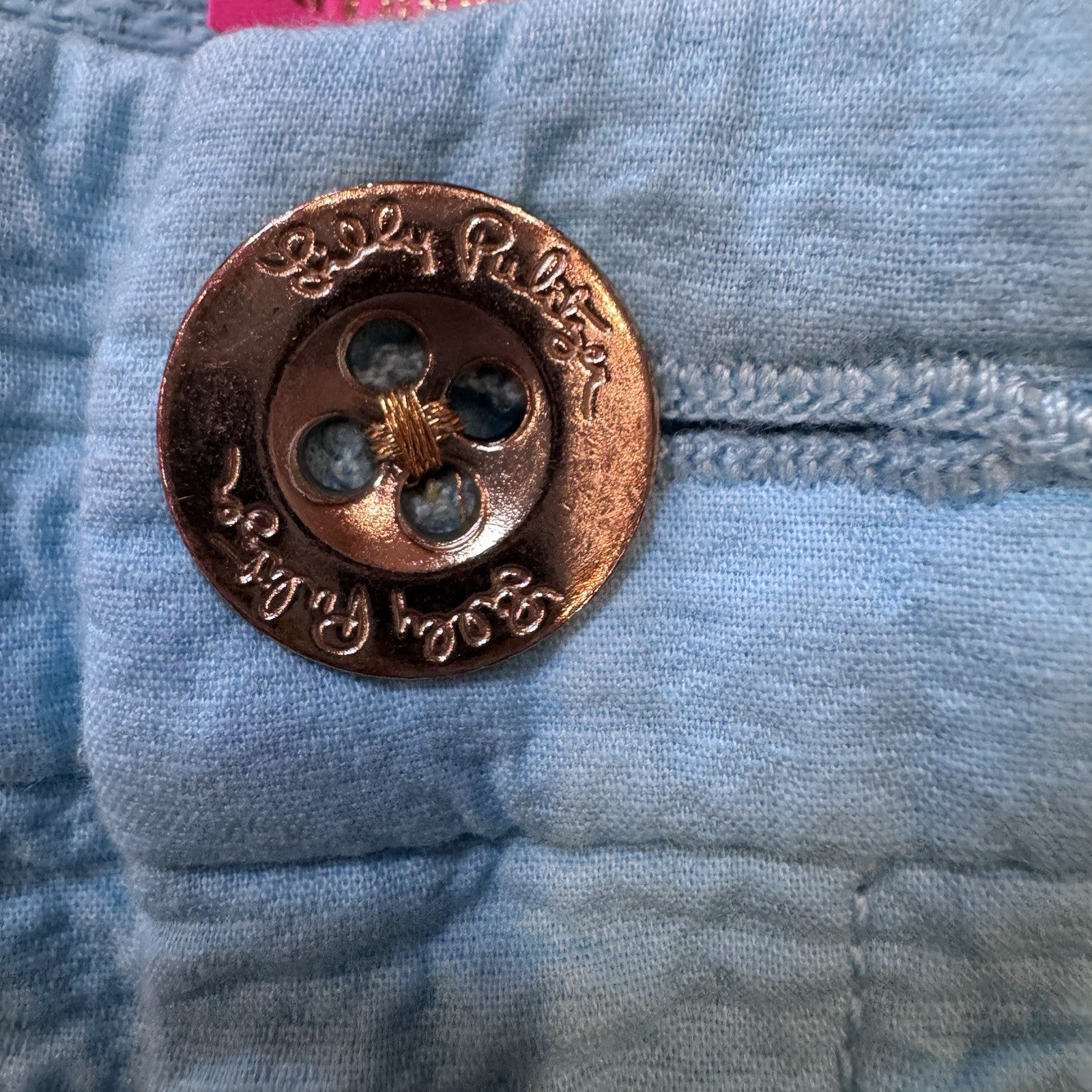 Lilly Pulitzer Seersucker Scallop Hem Shorts Blue Size 4 | Cotton Spandex 