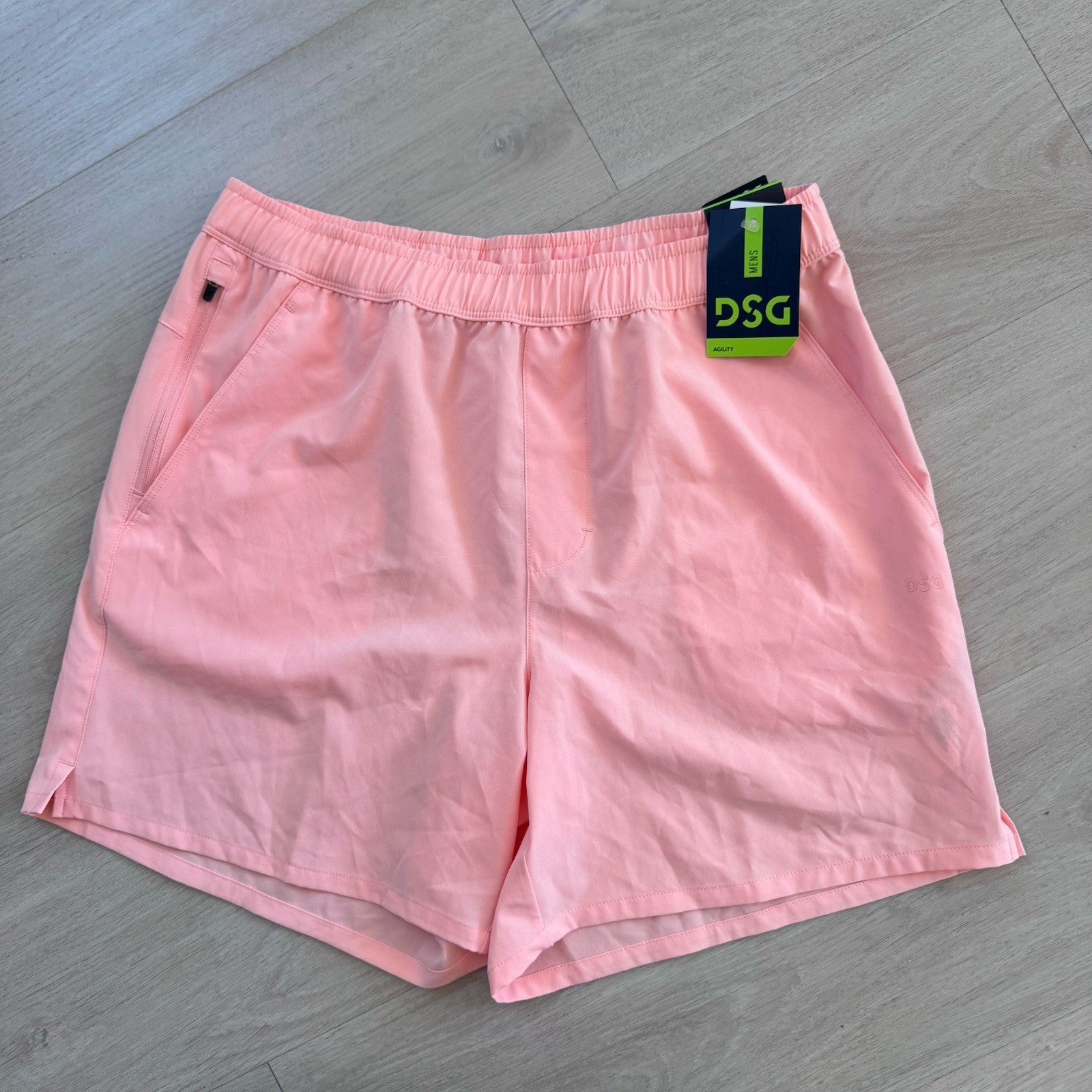 DSG Mens 6” Agility Woven Athletic Shorts Pink Ray Size M NWT