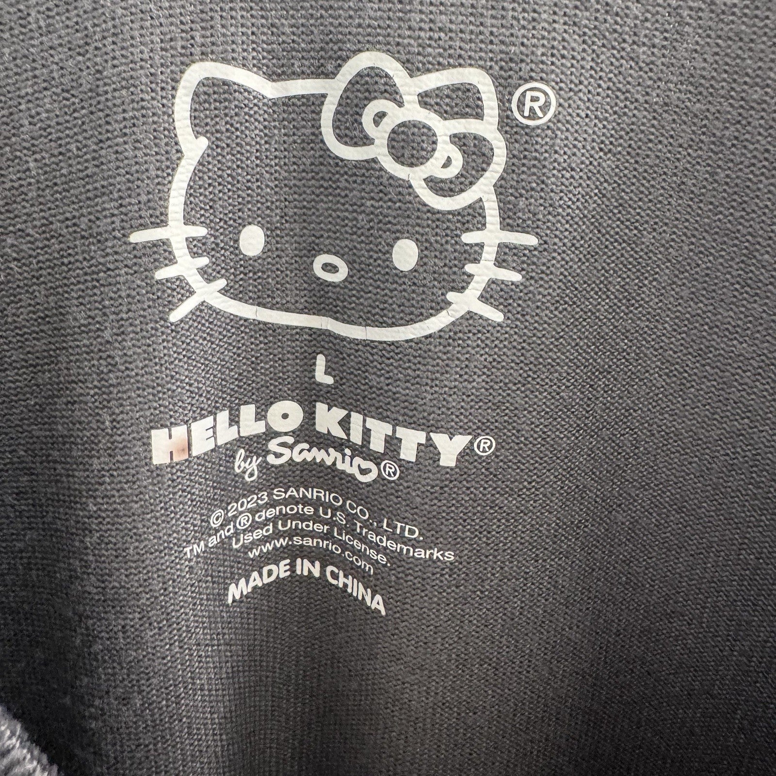 Hello Kitty Sanrio Womens L Leopard Bow Lounge Top Gray Sleepwear 2023 Cute