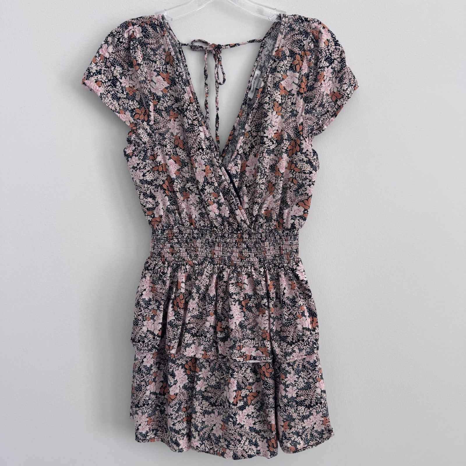 XS American Eagle Outfitters Women’s Floral Print Tiered Ruffle Mini Dress Boho