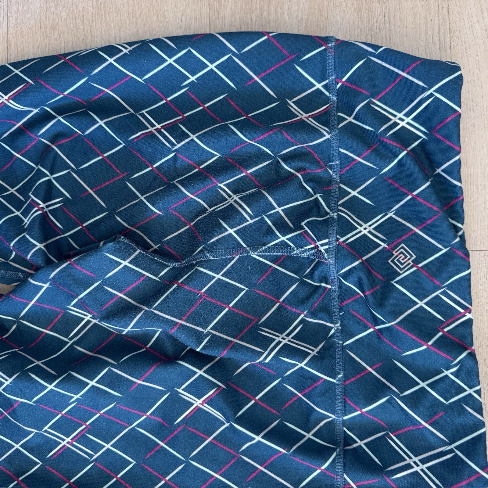 Zelos Women’s Leggings Small Blue Geometric Print Stretch Athletic Yoga Pants 