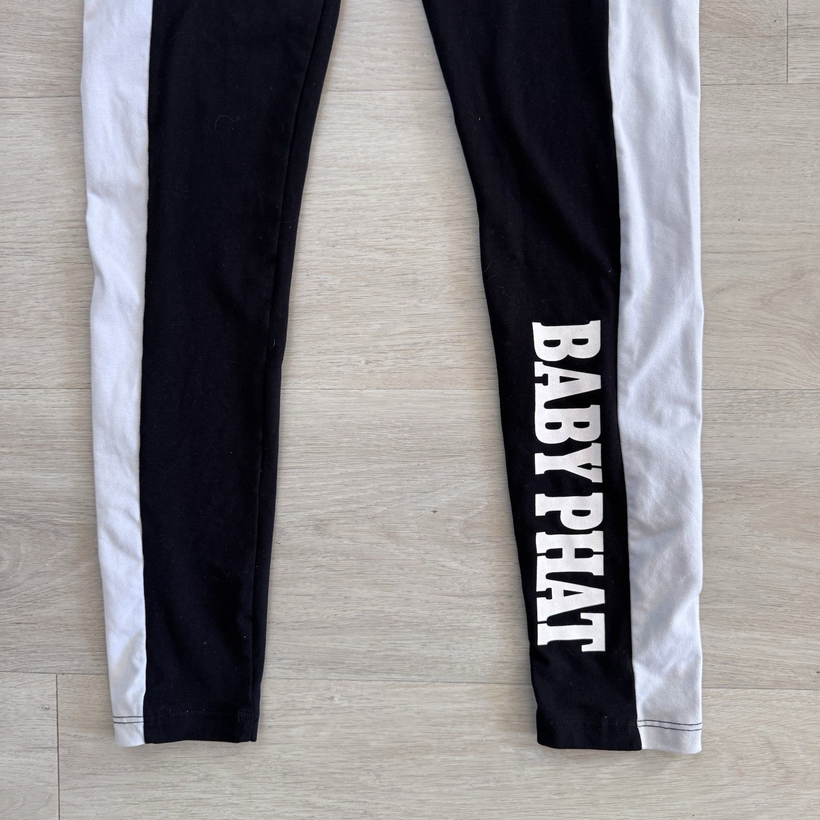 Baby Phat Logo Leggings Womens Small Black Colorblock Y2K Stretch Active