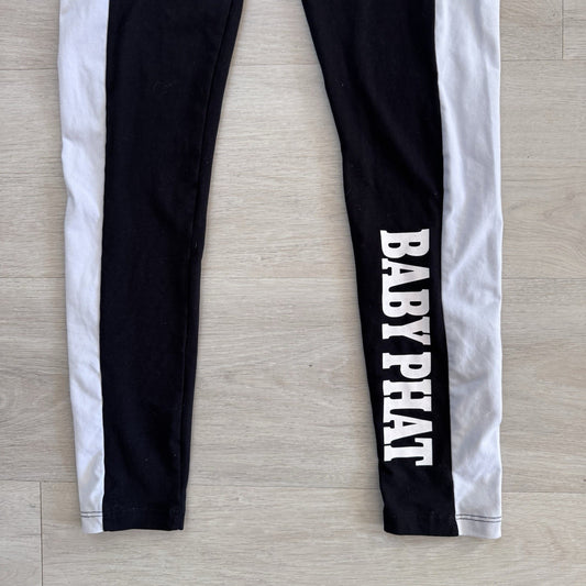 Baby Phat Logo Leggings Womens Small Black Colorblock Y2K Stretch Active