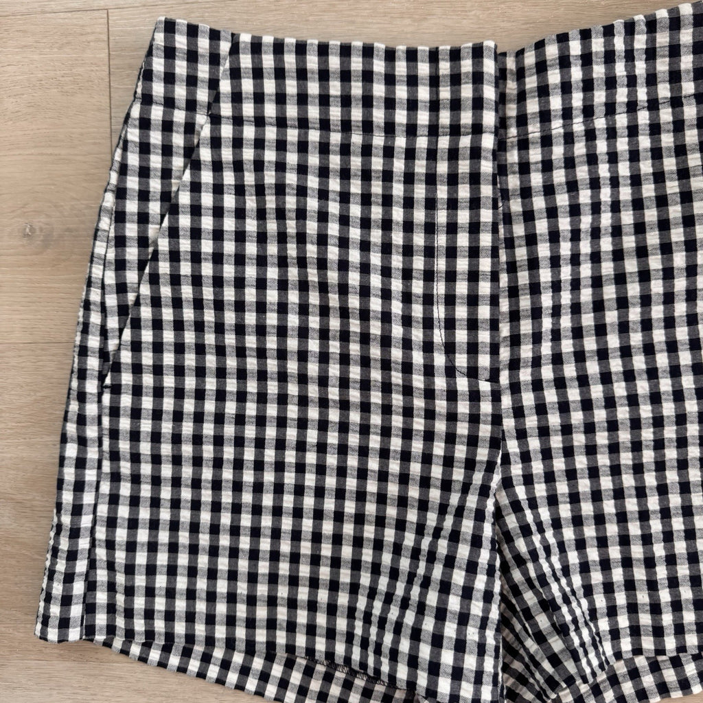 Women’s LOFT 00 Petite Black White Gingham Shorts NWT Cotton Blend