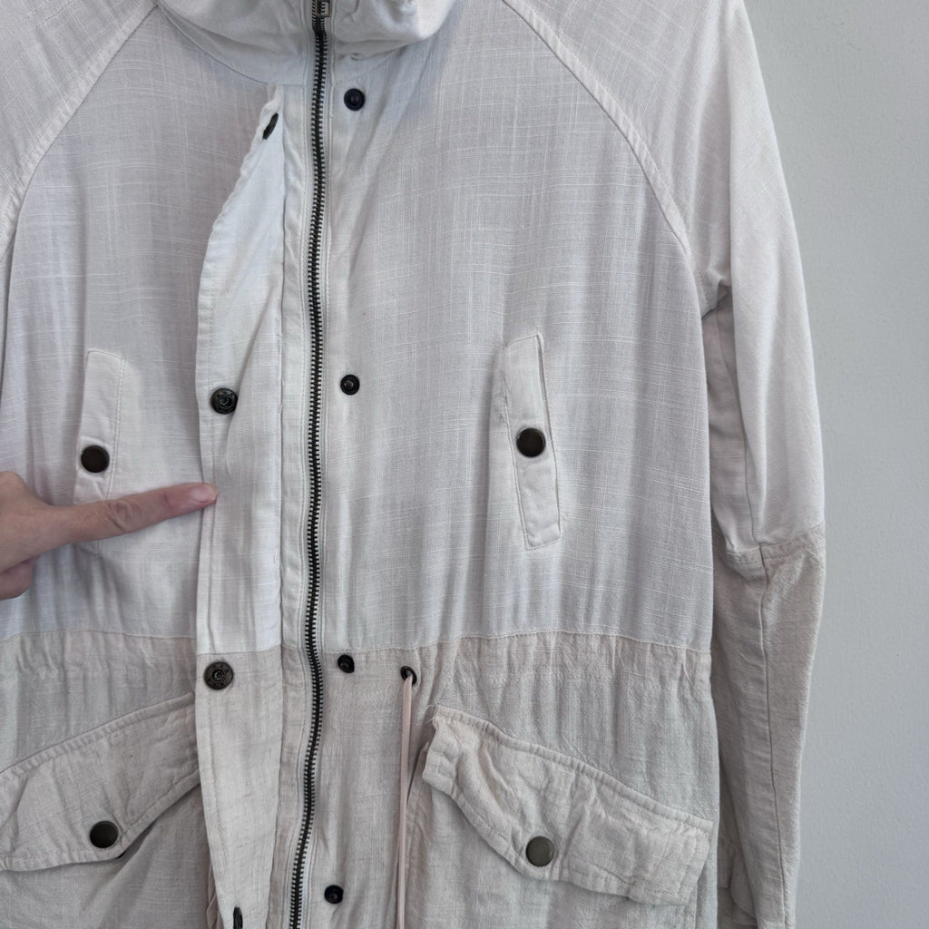 Blu Pepper Linen Blend Utility Jacket Womens Small Ivory Lightweight