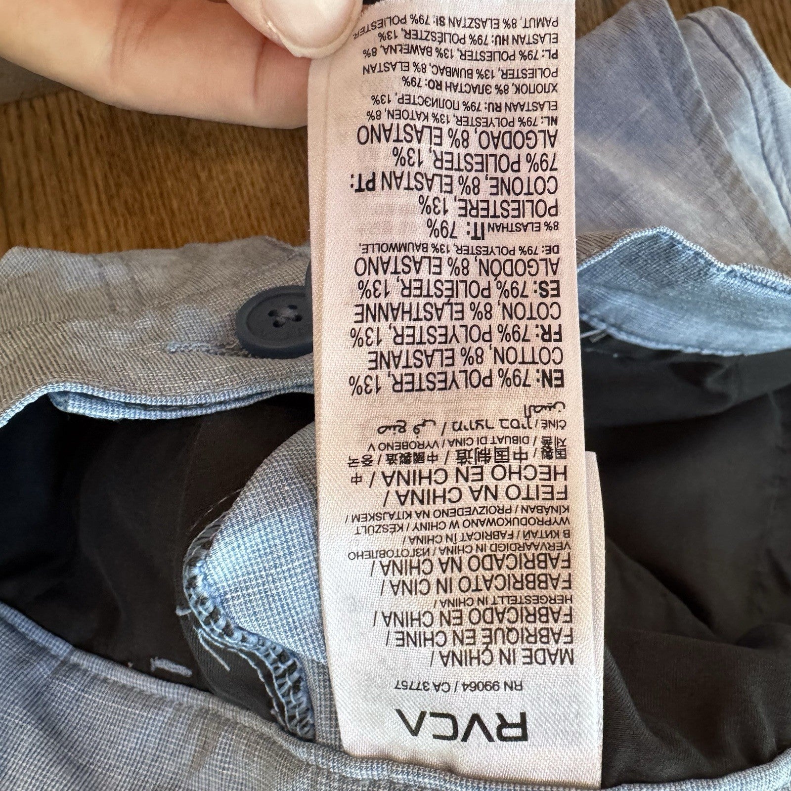 RVCA Men’s Tailored Fit Dress Shorts Size 28 Gray Lightweight Casual Chino Look