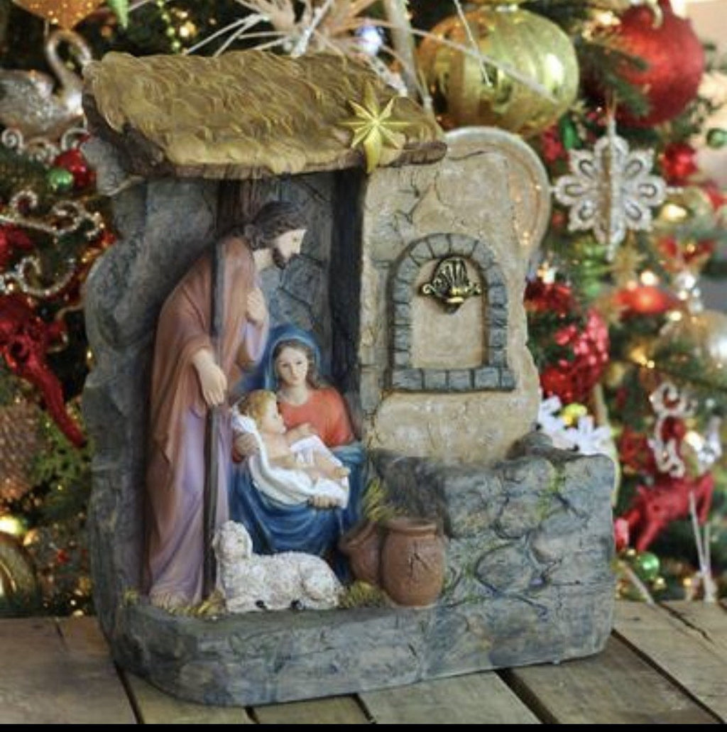 Vintage Northlight 14 In Holy Family Figures Christmas Nativity Statue Fountain