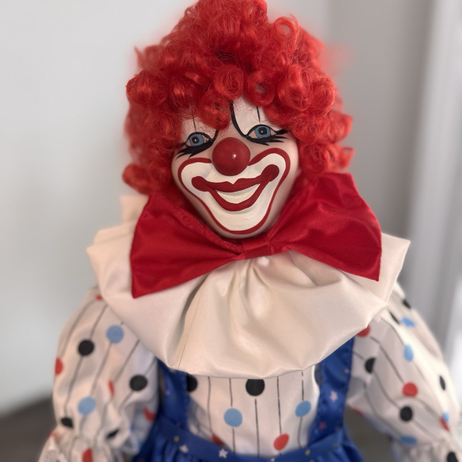 Vintage Circus Parade Porcelain Clown Doll 16" Red Hair Hand Painted Bisque Tag