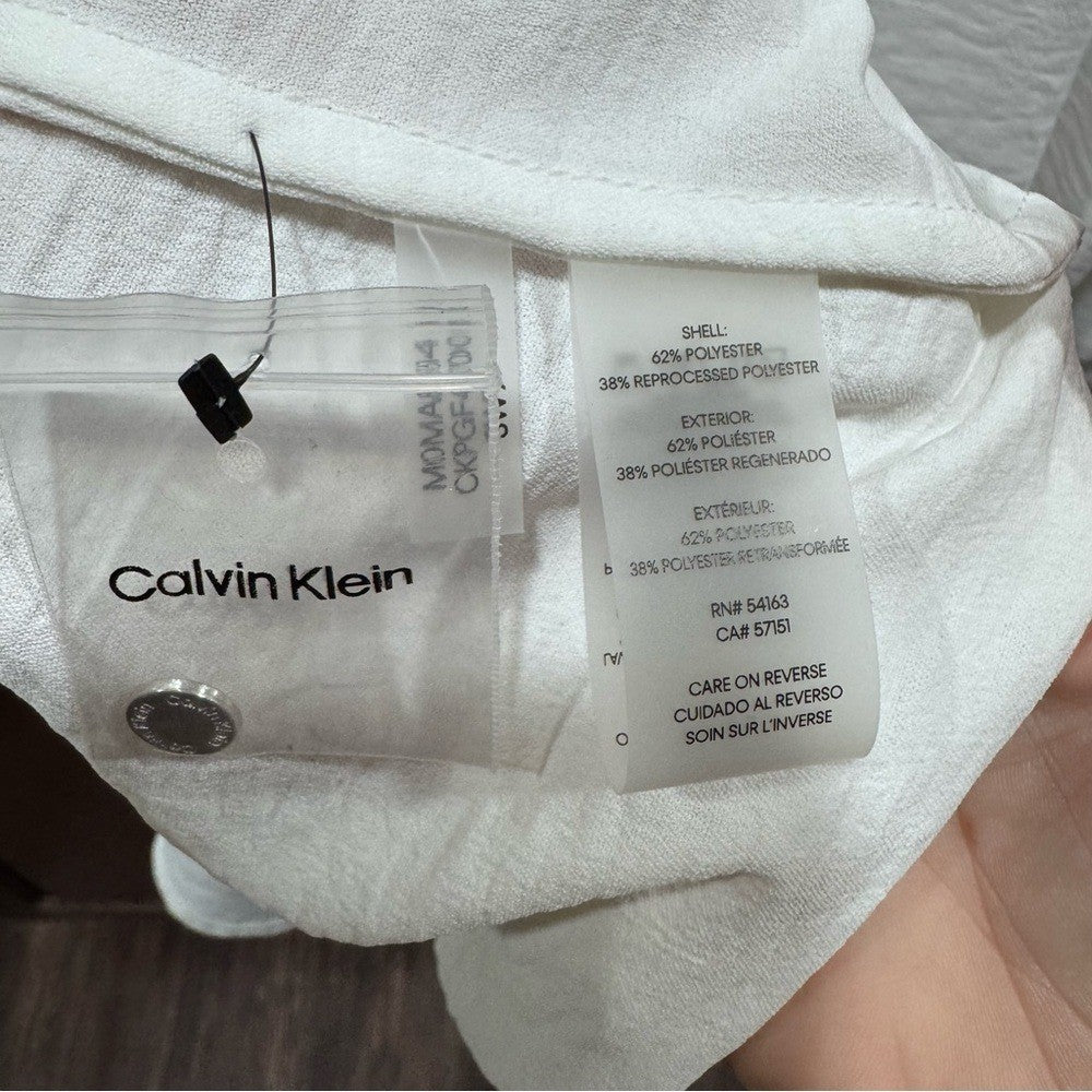 Calvin Klein White Textured Utility Blouse - Size Small