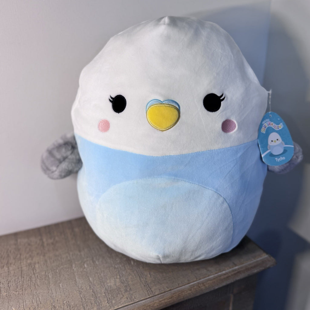 Squishmallows 14-Inch Tycho Blue and White Parakeet Large Ultrasoft Official